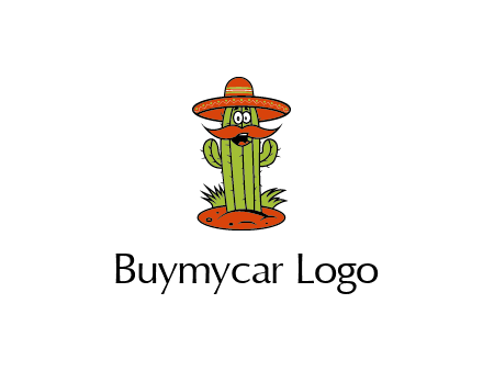 cactus with sombrero and mustache illustration