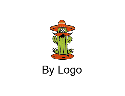 cactus with sombrero and mustache illustration