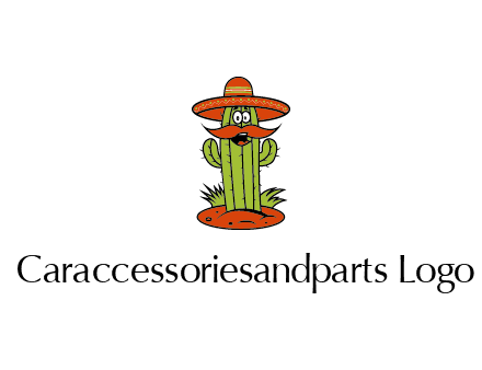 cactus with sombrero and mustache illustration