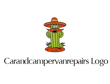 cactus with sombrero and mustache illustration