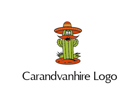 cactus with sombrero and mustache illustration