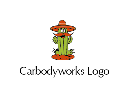 cactus with sombrero and mustache illustration