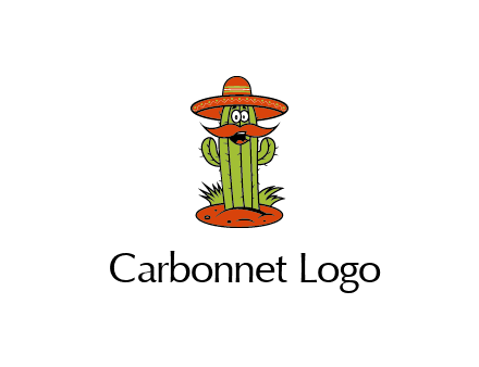 cactus with sombrero and mustache illustration