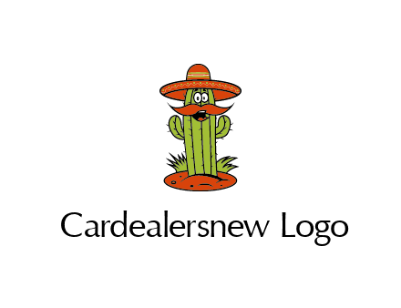 cactus with sombrero and mustache illustration