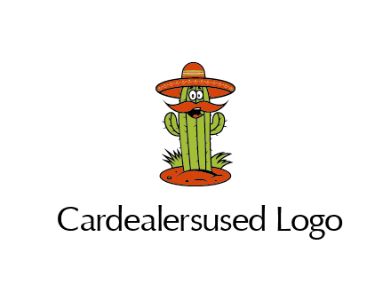 cactus with sombrero and mustache illustration