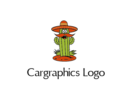 cactus with sombrero and mustache illustration