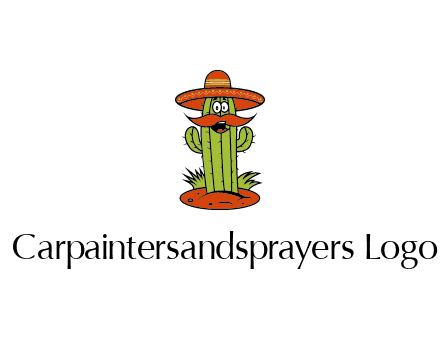 cactus with sombrero and mustache illustration