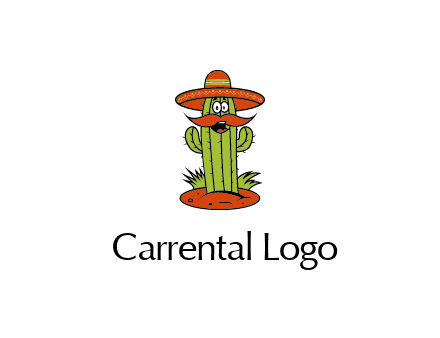 cactus with sombrero and mustache illustration