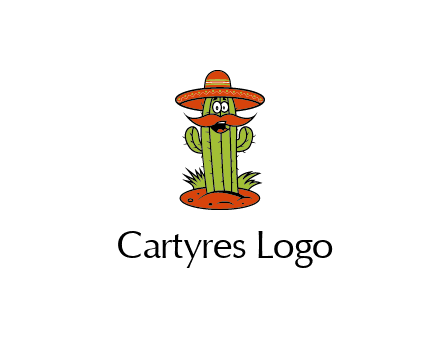 cactus with sombrero and mustache illustration