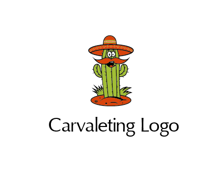 cactus with sombrero and mustache illustration