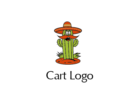cactus with sombrero and mustache illustration