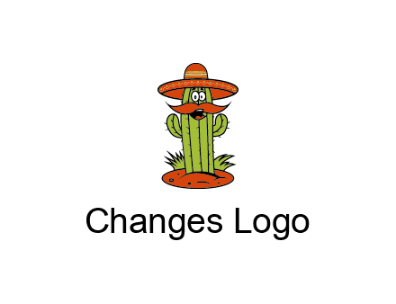 cactus with sombrero and mustache illustration
