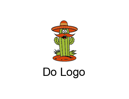 cactus with sombrero and mustache illustration
