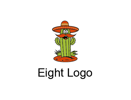 cactus with sombrero and mustache illustration