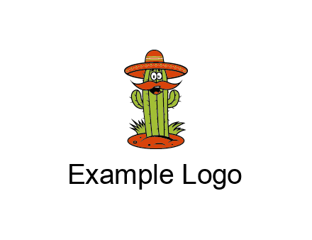 cactus with sombrero and mustache illustration