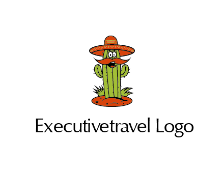 cactus with sombrero and mustache illustration