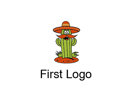 cactus with sombrero and mustache illustration