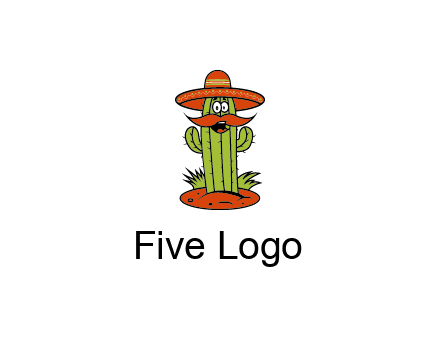 cactus with sombrero and mustache illustration