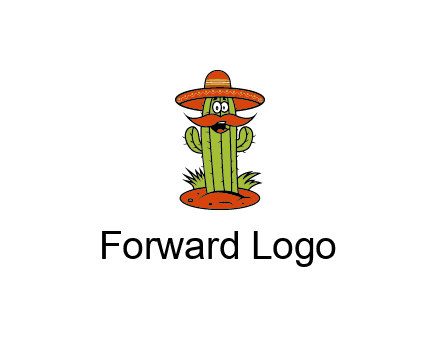 cactus with sombrero and mustache illustration