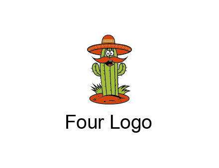 cactus with sombrero and mustache illustration
