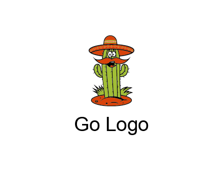 cactus with sombrero and mustache illustration
