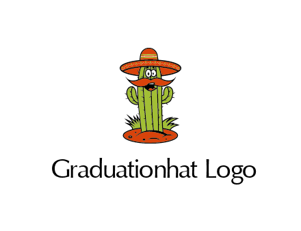 cactus with sombrero and mustache illustration