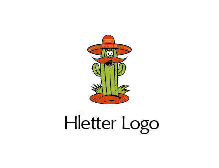 cactus with sombrero and mustache illustration