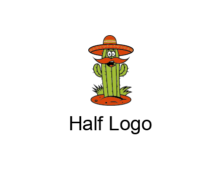 cactus with sombrero and mustache illustration