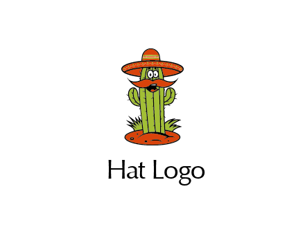 cactus with sombrero and mustache illustration