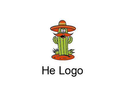 cactus with sombrero and mustache illustration
