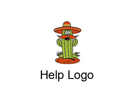 cactus with sombrero and mustache illustration