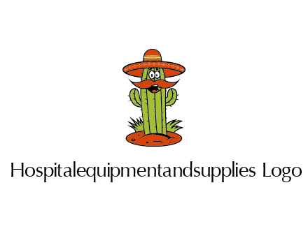 cactus with sombrero and mustache illustration