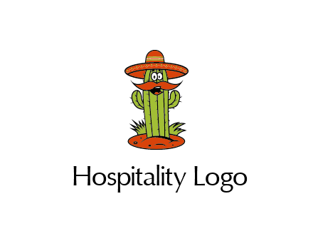 cactus with sombrero and mustache illustration