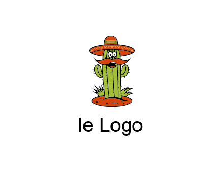 cactus with sombrero and mustache illustration