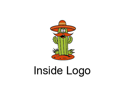 cactus with sombrero and mustache illustration