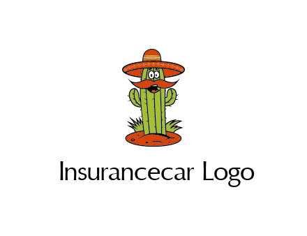 cactus with sombrero and mustache illustration