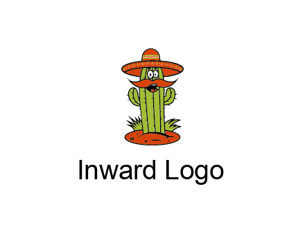 cactus with sombrero and mustache illustration