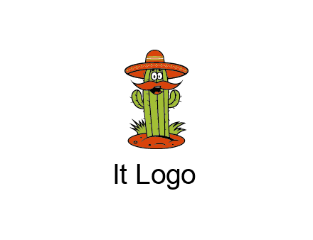 cactus with sombrero and mustache illustration