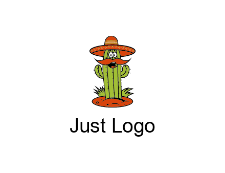cactus with sombrero and mustache illustration