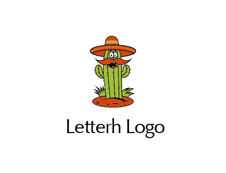 cactus with sombrero and mustache illustration