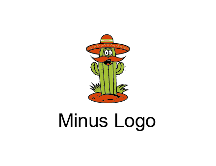 cactus with sombrero and mustache illustration