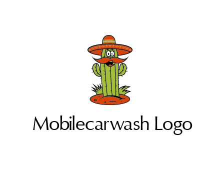 cactus with sombrero and mustache illustration