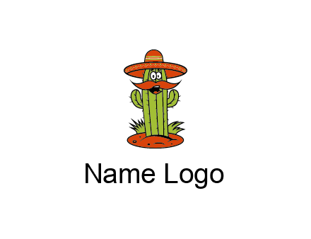 cactus with sombrero and mustache illustration