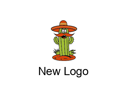 cactus with sombrero and mustache illustration