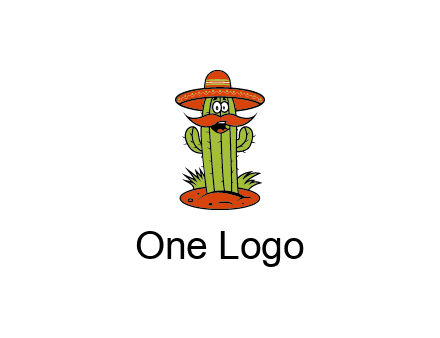 cactus with sombrero and mustache illustration
