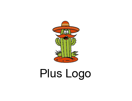cactus with sombrero and mustache illustration