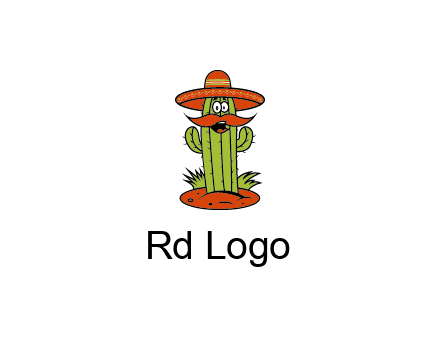 cactus with sombrero and mustache illustration