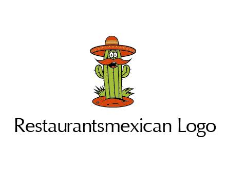 cactus with sombrero and mustache illustration