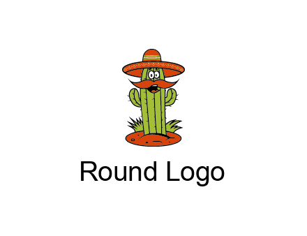 cactus with sombrero and mustache illustration