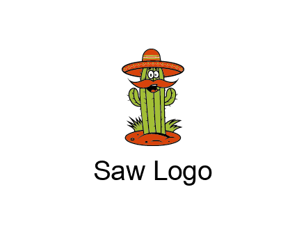 cactus with sombrero and mustache illustration